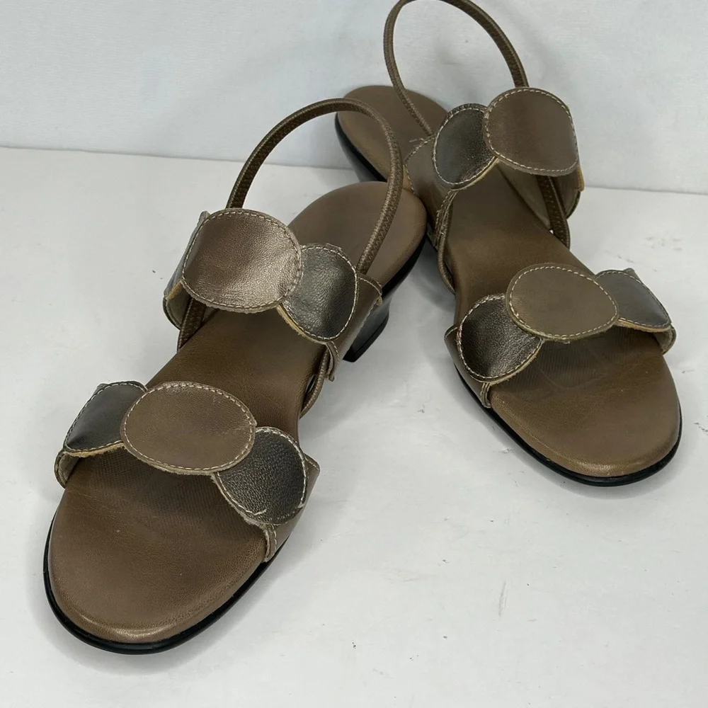 Munro Solar Eclipse Circle Sandals Metallic Beige Sandals‎ Comfort Sz 7.5 SS